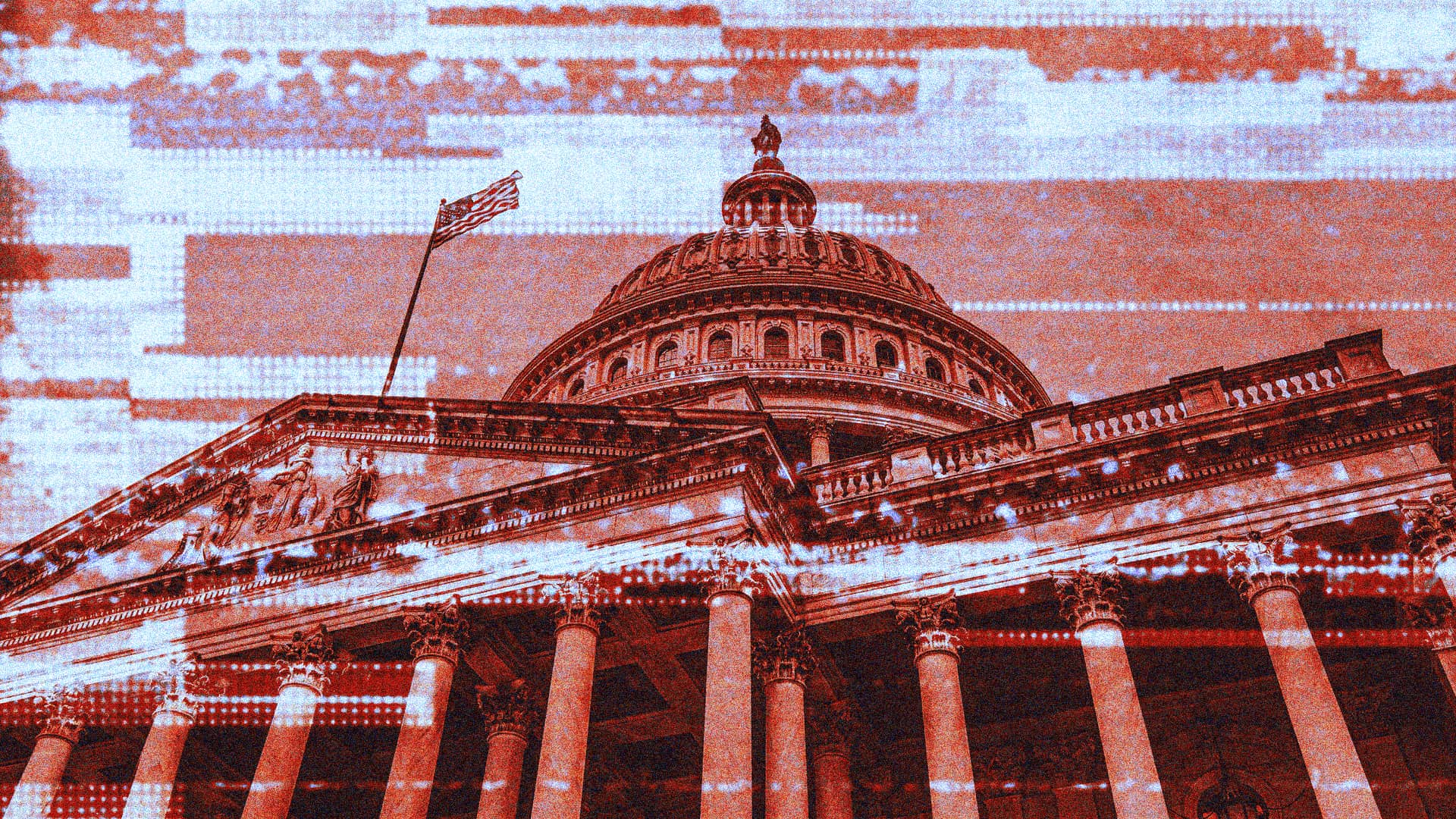 glitch filter overlay on top of us capitol building